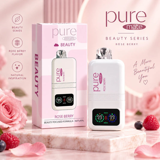 Pure Mate Glow Beauty Diffuser Rose Berry hero image with soft pink beauty branding