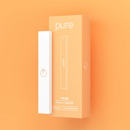 Pure Bar 400 Peach Cream Calm Diffuser - pure vape pure bar vape Zero Nicotine Calm Stress Relief 400 Puffs Wellness Inhaler