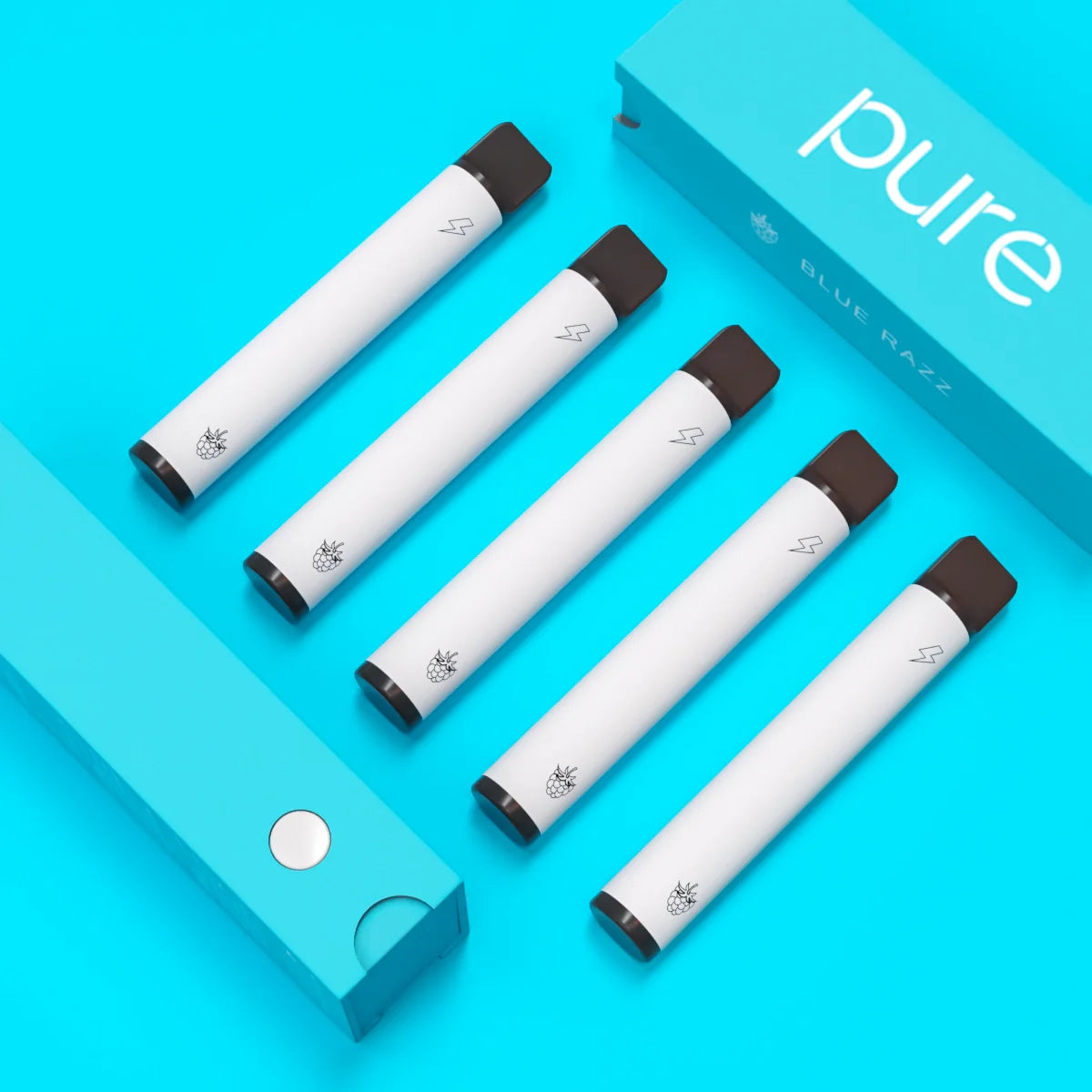 Pure Plus 600 Blue Razz 5-Pack - pure caffeine vape pure bar vape Zero Nicotine 3000 Puffs Bold Berry Diffuser