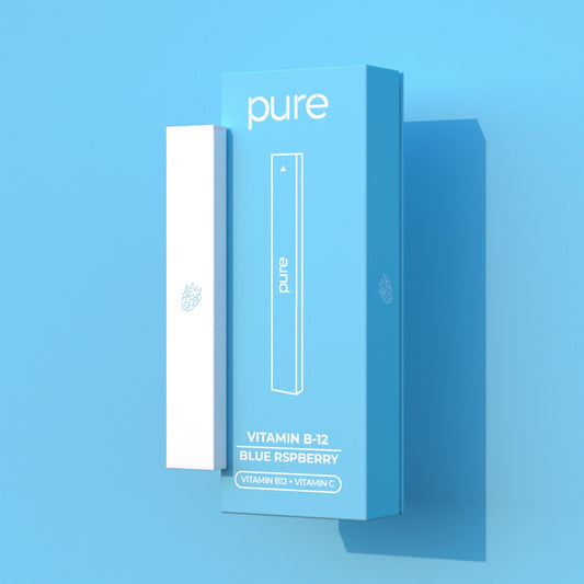 Pure B12 Vape - Vitamin B-12 Diffuser - Blue Raspberry - Pure Bar  400 Puffs