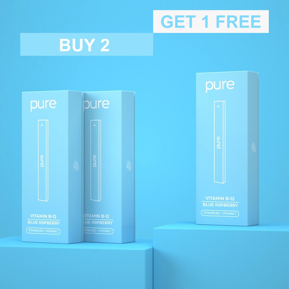 Vitamin B-12 Diffuser - Blue Raspberry - Pure Bar  400 Puffs - Vitamin Energy Diffuser