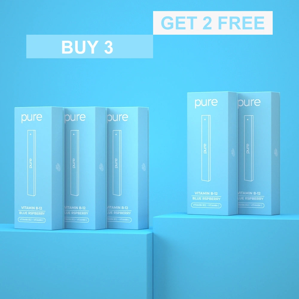Vitamin B-12 Diffuser - Blue Raspberry - Pure Bar  400 Puffs - Vitamin Energy Diffuser