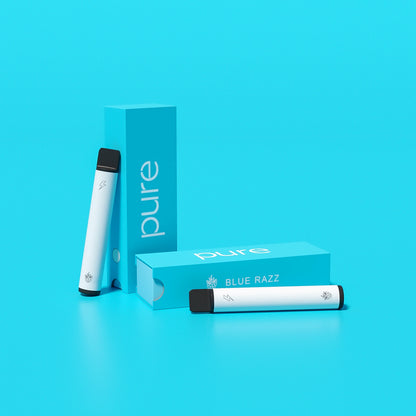 Pure Plus 600 Blue Razz Front View - pure caffeine vape pure bar vape Zero Nicotine Bold Berry Energy 600 Puffs Inhaler