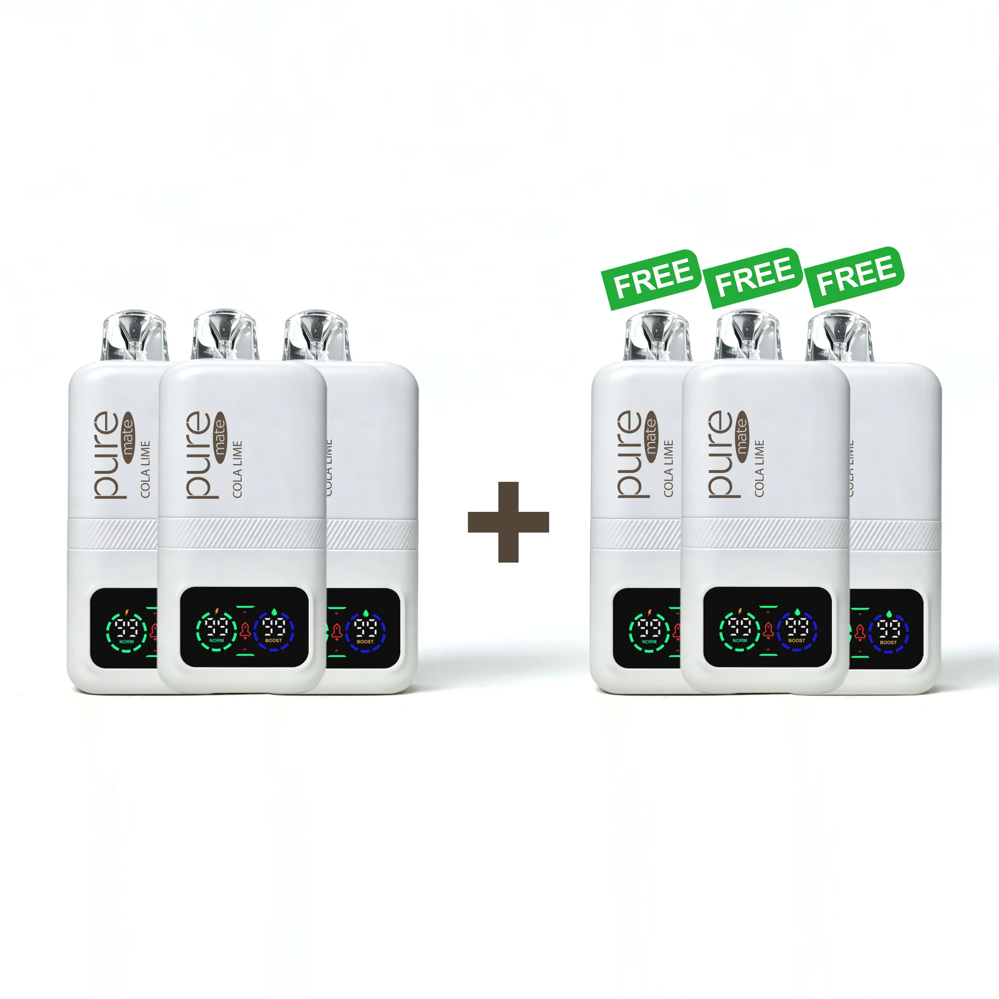Pure Mate 10000 Cola Lime Bundle - Buy 3 Get 3 Free pure vape pure caffeine vape Zero Nicotine Energy Diffusers