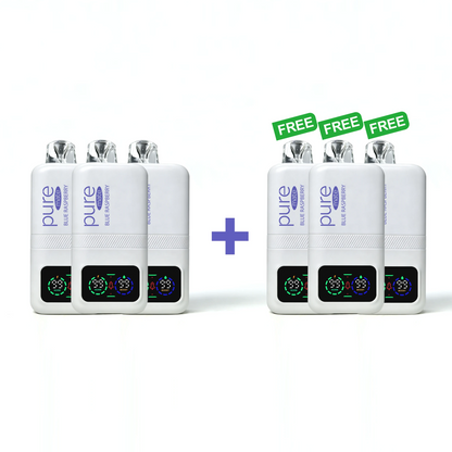 Pure Mate 10000 Blue Raspberry Bundle - Buy 3 Get 3 Free pure vape pure caffeine vape Zero Nicotine Vitamin B12 Diffusers