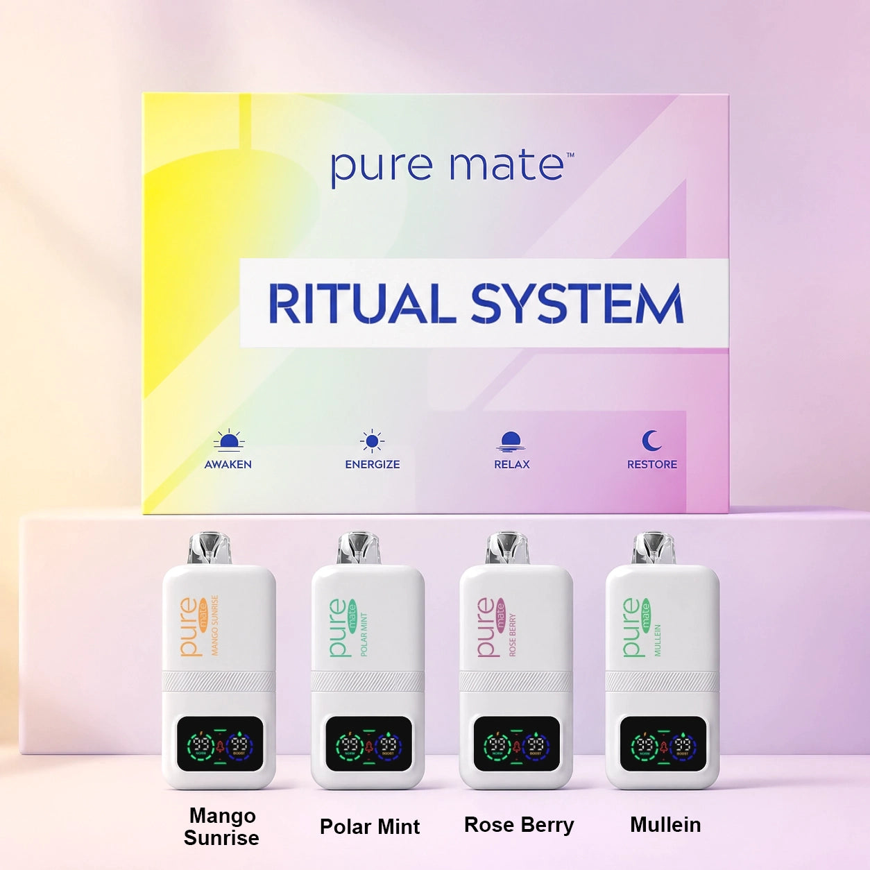 Pure Mate Ritual Set 3 with Mango Sunrise Peppermint Rose Berry and Mullein