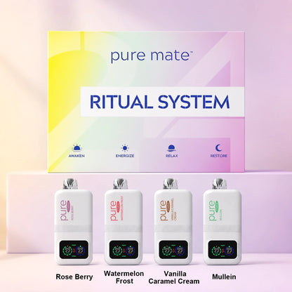Pure Mate Ritual Set 4 with Rose Berry Watermelon Frost Vanilla Caramel Cream and Mullein
