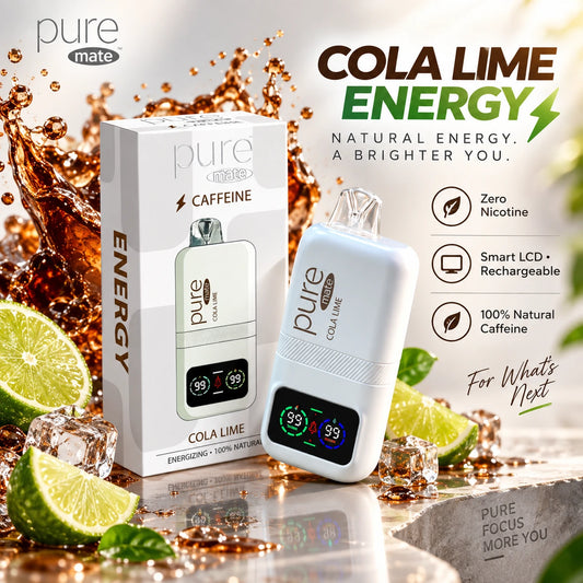 Hero product image of Pure Mate Energy Cola Lime zero nicotine caffeine diffuser