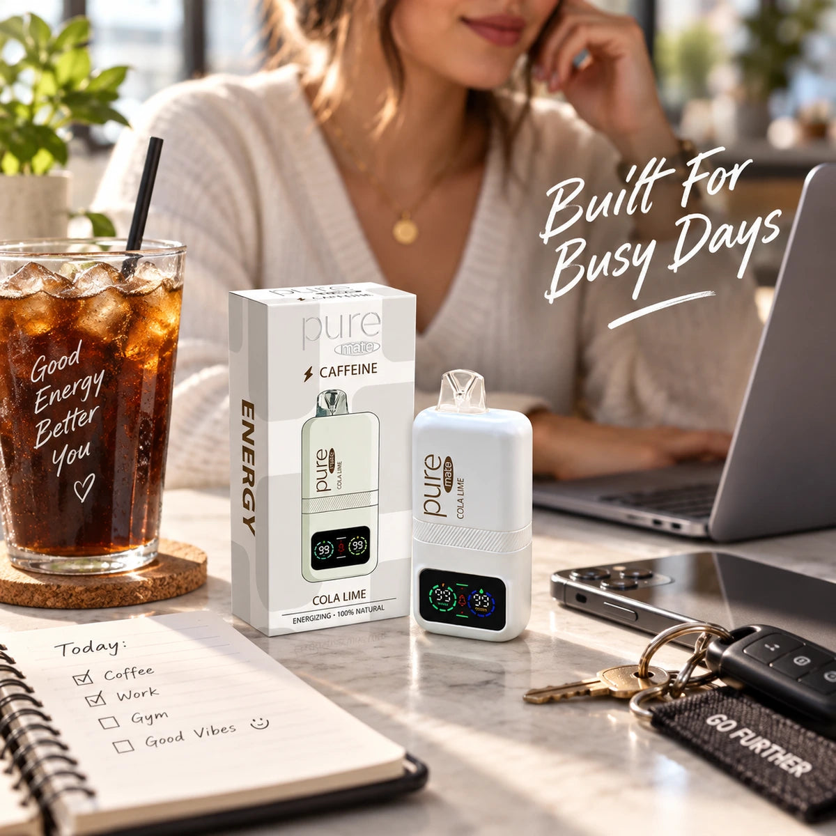 Pure Mate Energy Cola Lime botanical diffuser designed for busy daily routines and energy support