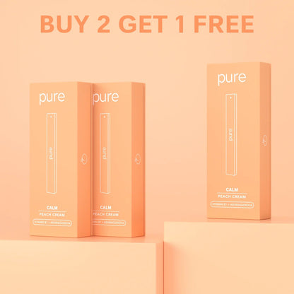 Pure Bar 400 Peach Cream BOGO - Buy 2 Get 1 Free pure vape pure bar vape Zero Nicotine Calm Diffuser Deal