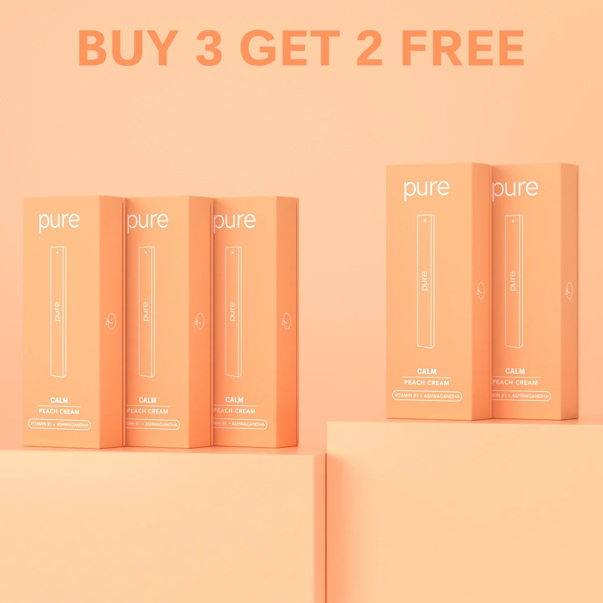 Pure Bar 400 Peach Cream Bundle - Buy 3 Get 2 Free pure vape pure bar vape Zero Nicotine Calm Diffusers