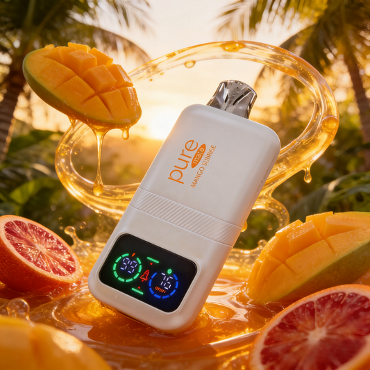 Pure Diffuser: Pure Mate™ 10000 Mango Sunrise zero nicotine wellness inhaler with 10k inhale capacity and real-time counter