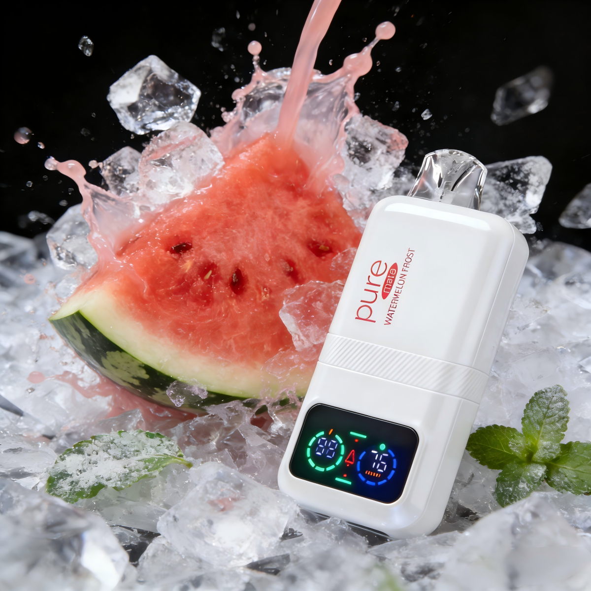 Pure Diffuser: Pure Mate™ 10000 Watermelon Frost refreshing zero nicotine botanical inhaler with real-time liquid tracking